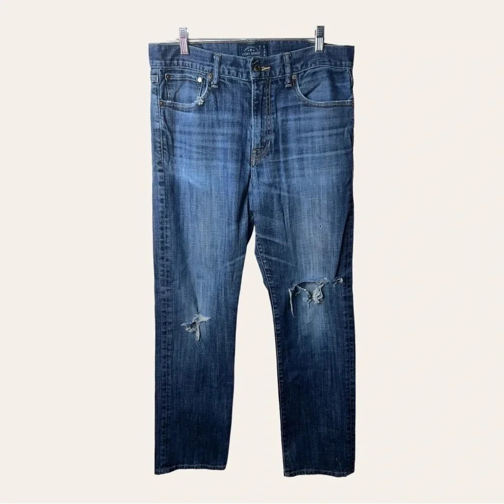 0689. LUCKY BRAND DISTRESSED DENIM JEANS MEDIUM WASH SIZE 32